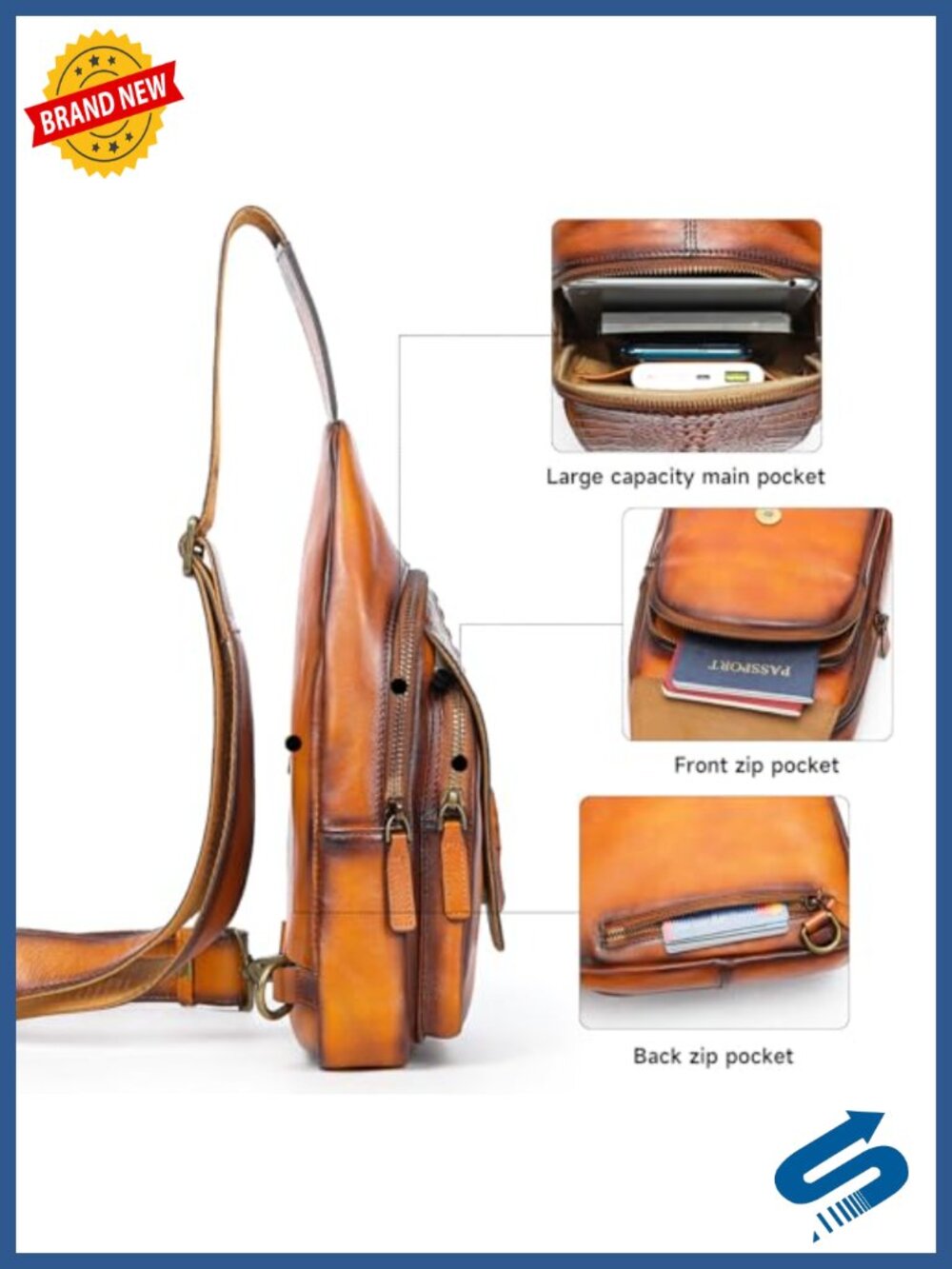 Genuine Leather Crocodile Flap Crossbody Sling Bag - Picture 3 of 6